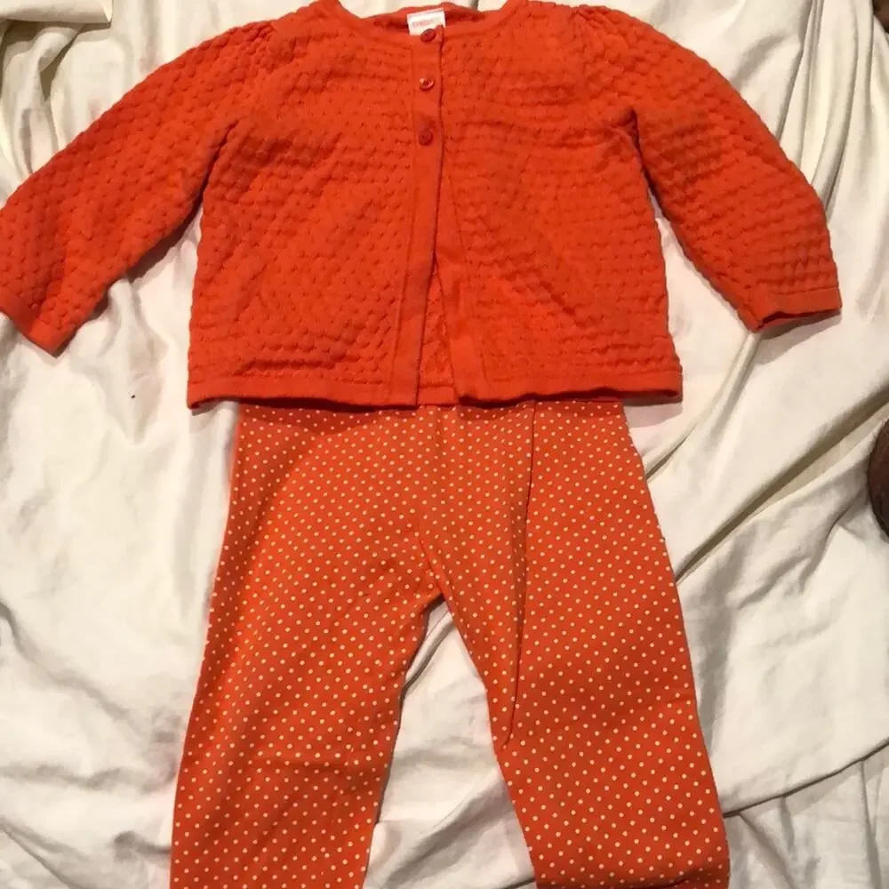 Gymboree 18-24 Orange sweater legging set worn 1